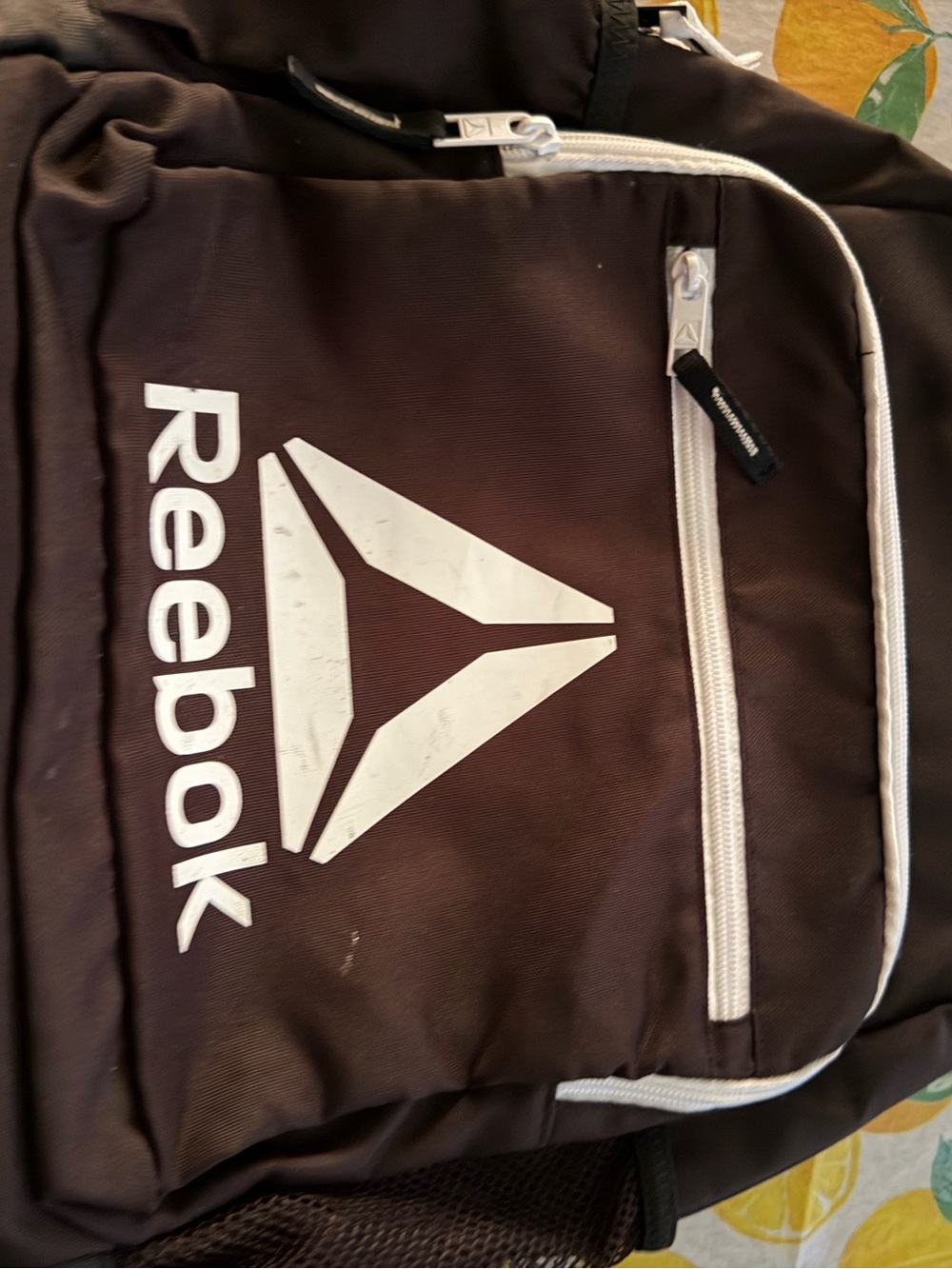 Reebok Black Backpack with White Logo and Trim